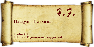 Hilger Ferenc névjegykártya